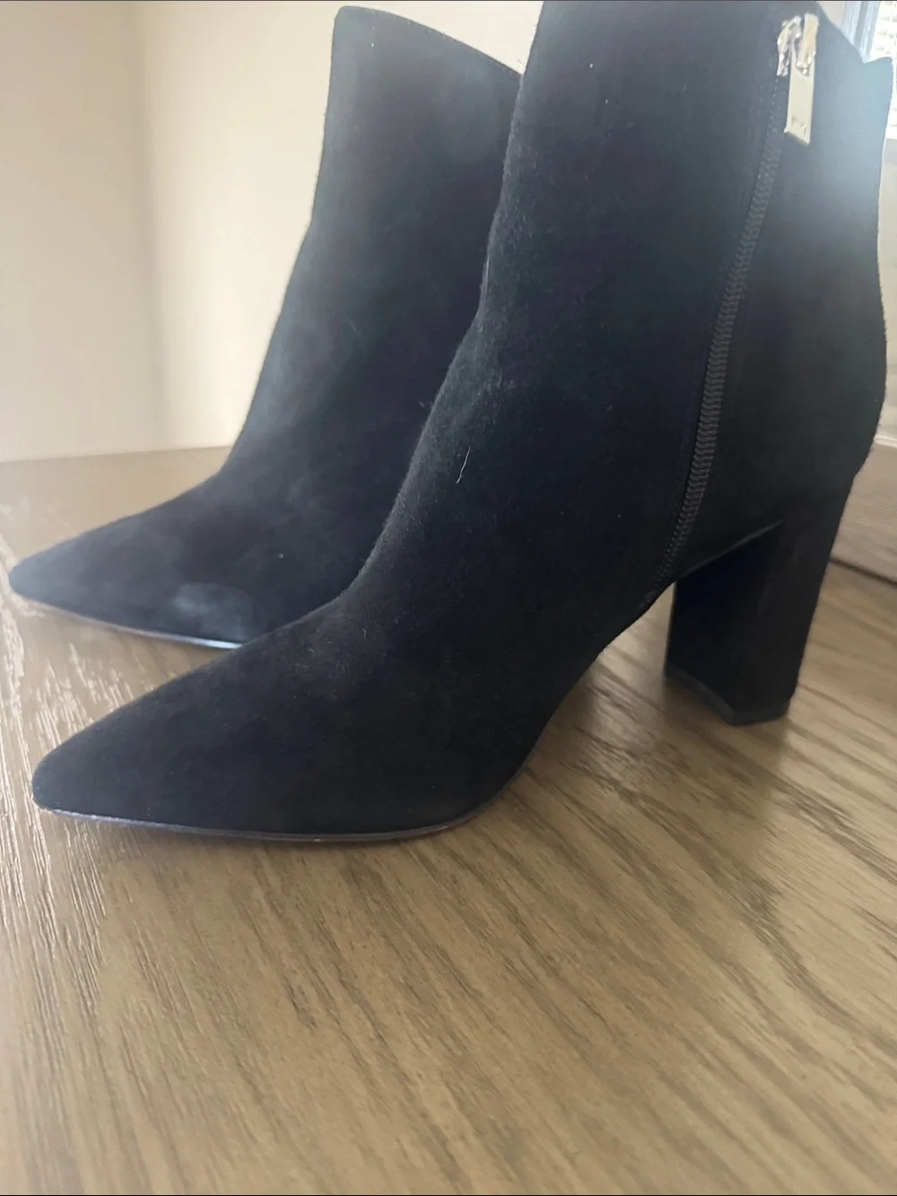 Marc Fisher Black Suede Pointed Ankle Booties